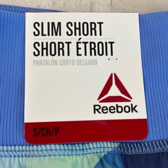 Reebok Womens Slim Fit Geometric Blue Pattern Shorts Size S- NEW - Picture 3 of 7